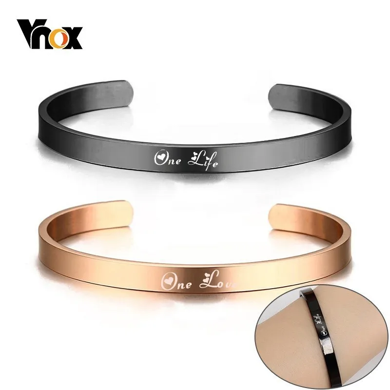 

Vnox Custom Engrave Cuff Bracelets for Women Gifts Personalized One Life One Love Best Friends Sister Bangles pulseira
