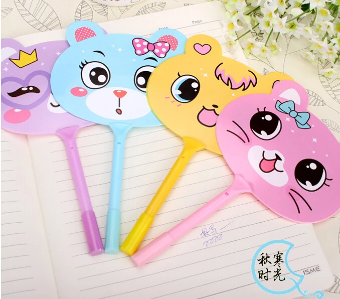 

50pcs/lot happy life toy ball pen Rabbit Korea Stationery Cartoon Animals Fan Ball Pen colour random