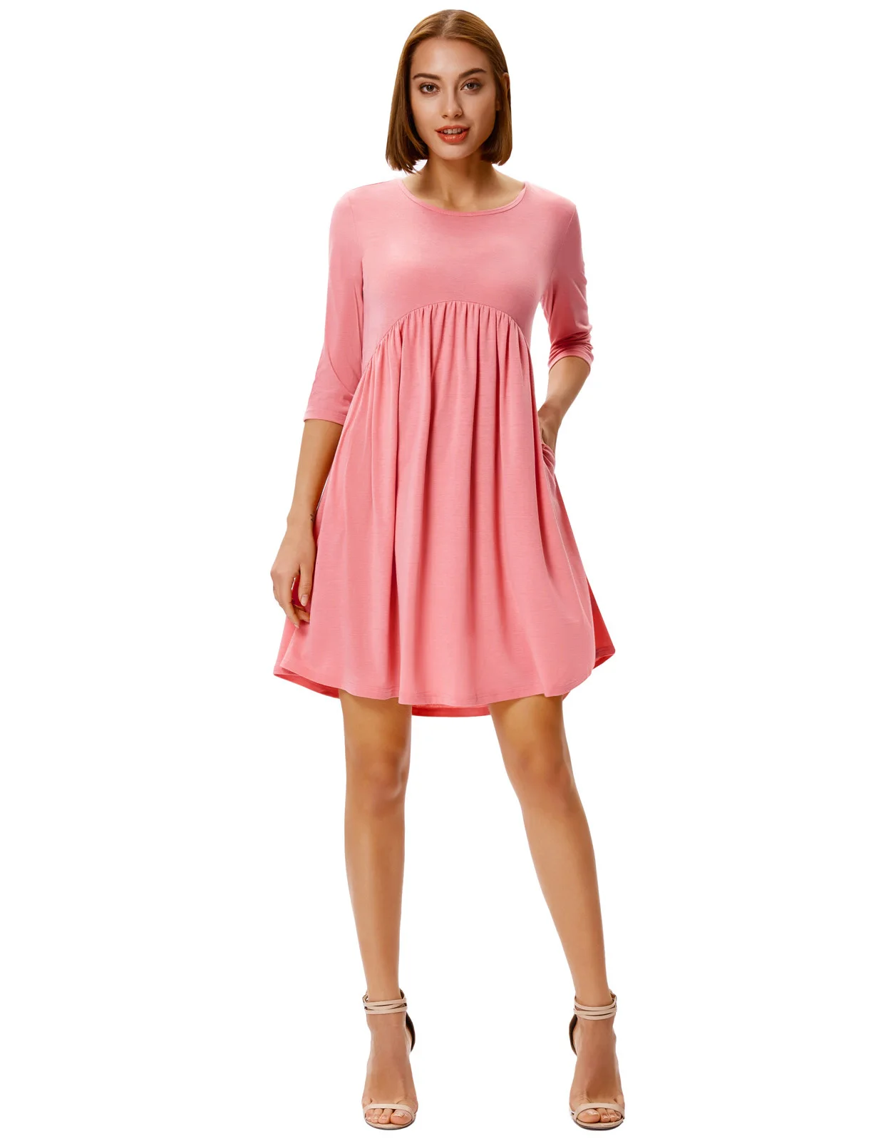 prairie chic country style Women Casual 3/4 Sleeve Crew
