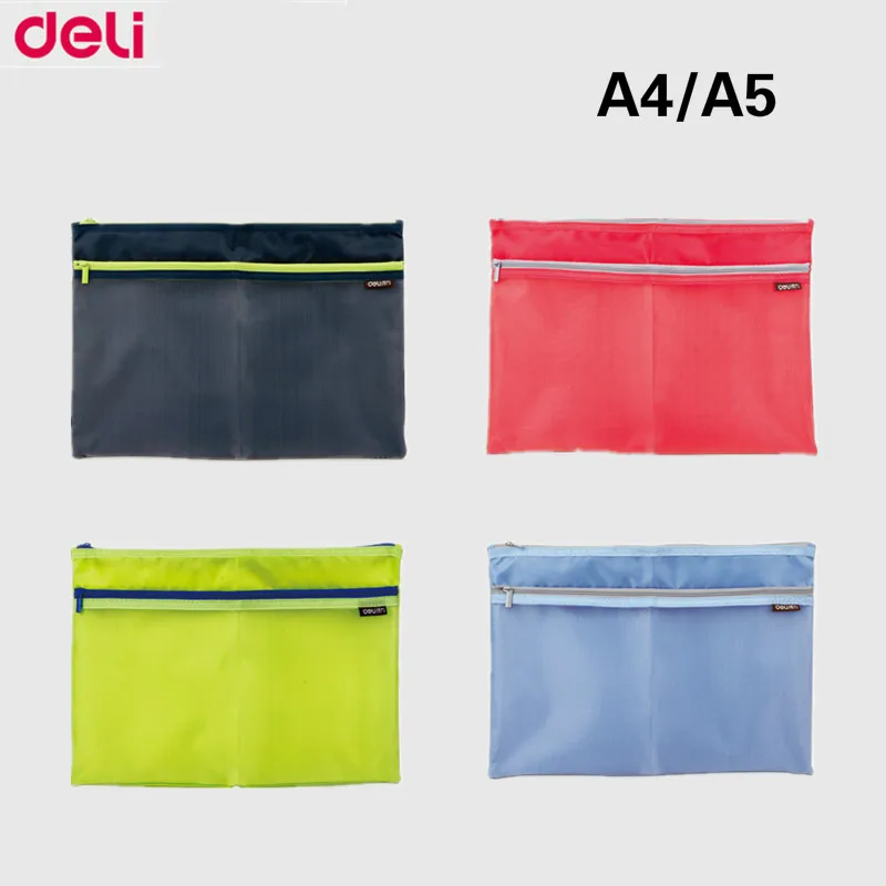 Filing+Products  Optimum Offer Free Shipping DELI Document Bag A4 File Folder Student Stationary Office File Storage Bag Zipper document Bags School Office Filing Products