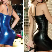 4 цвета горячее сексуальное женское белье из латекса Эротическое платье PU искусственная кожа размера плюс Женская Клубная одежда на молнии вечерние костюмы для связывания