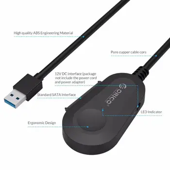 

ORICO USB 3.0 To SATA Adapter data Cable For 2.5" SSD for 2.5inch 3.5inch HDD Hard Disk With US EU 12V 2A AC DC Power Adapter