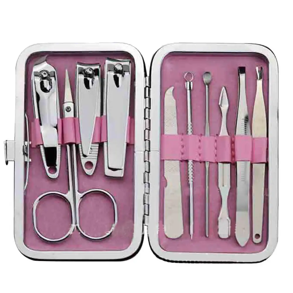 10pcs Nail Art Manicure Set Professional Stainless Steel Earpick Nail