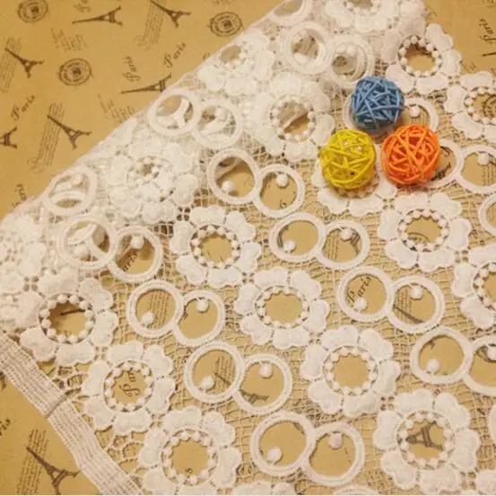 

5yards 30cm Wide Cotton Embroidered African Lace Water Soluble Trimming Ribbon DIY Clothing Accessories Sewing Craft Wedding
