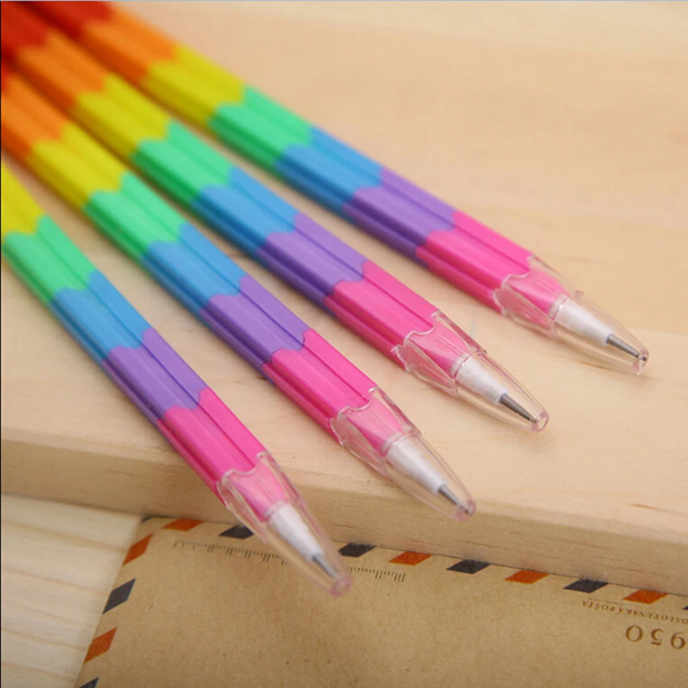 

1 Pcs Colorful Stacker Swap 8 Color Section Building Block Non-sharpening Pencil Multifunction Pencil for Office Stationery