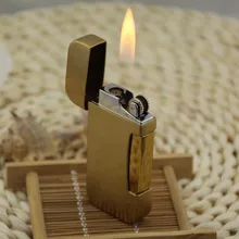Креативная портативная металлическая ветрозащитная Зажигалка двойная пожарная сигарета легче, чем газ-бутан зажигалка шлифовальное колесо открытое пламя