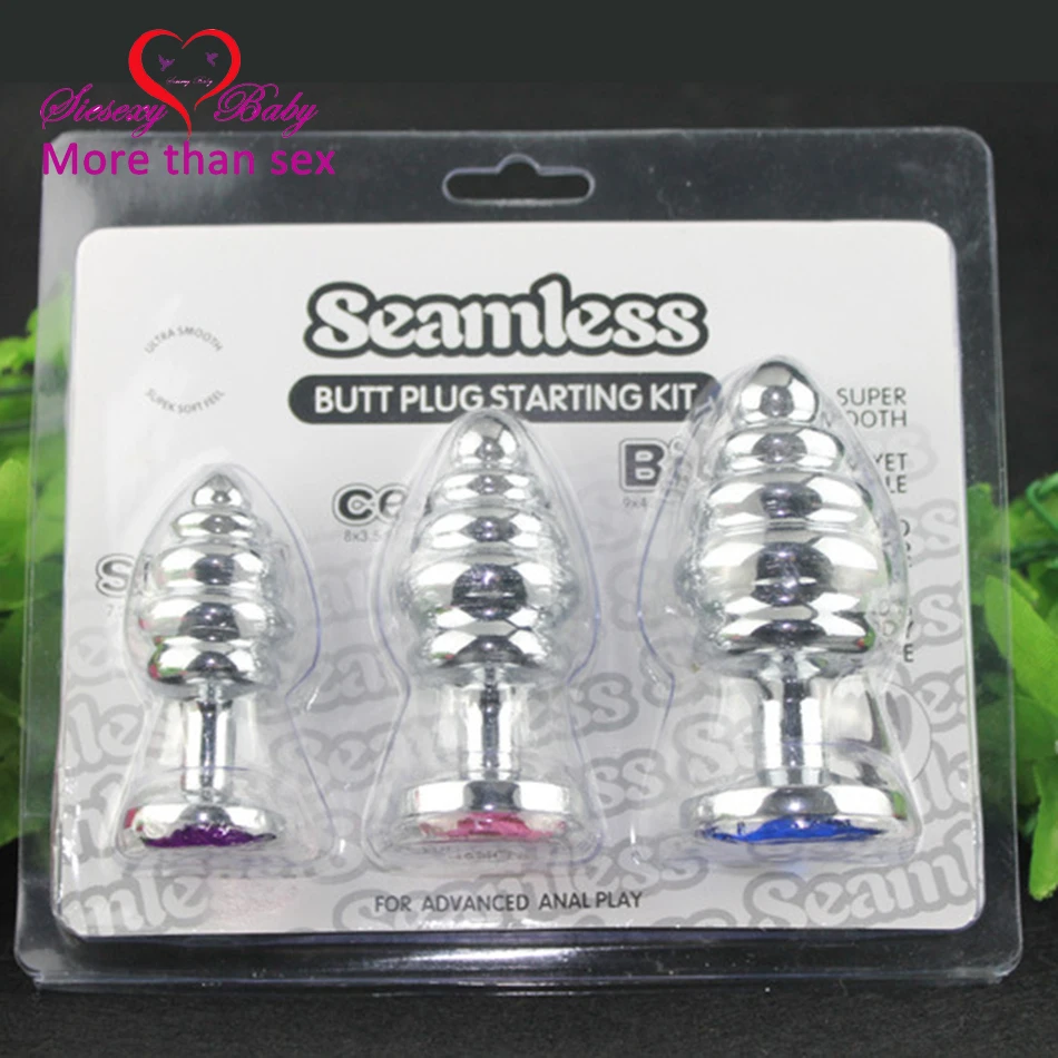 Three Piecce Spiral Head Design Metal Anal Toys But