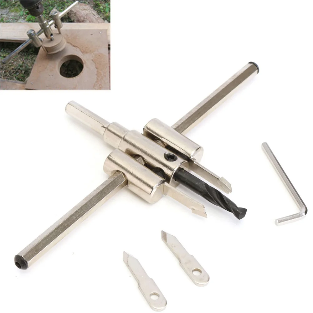 Alloy 40mm 200mm Adjustable Circle Hole Cutter Set with Wood Metal Hole Saw Drill Bit Tools