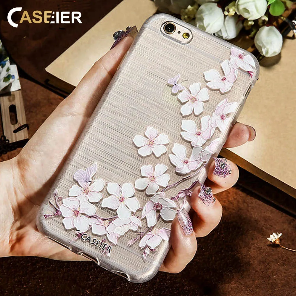 

CASEIER Case For Samsung Galaxy Note 8 S6 S7 S8 Flower Patterned Cases For iPhone X 8 7 6s 6 Plus 5 5S SE Soft TPU Back Cover