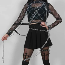 Harajuku/плиссированные юбки с вышивкой на талии летние женские панк-рок юбки в готическом стиле шикарные мини-юбки с высокой талией на подтяжках