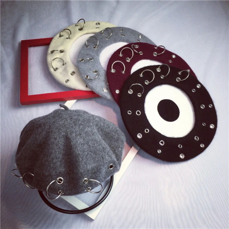 DT642 Fancy Solid Color Warm Wool Spring Autumn Winter Beret Women