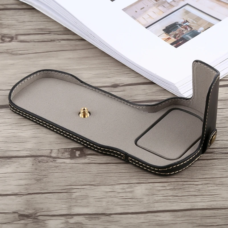 PULUZ 1/4 inch Thread PU Leather Camera Half Case Base for Canon EOS 5D Mark IV / 5D Mark III