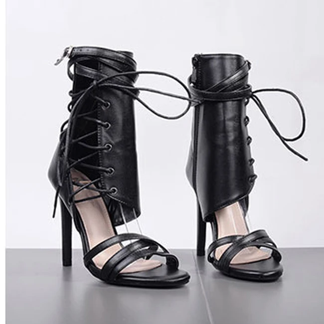 Boussac/пикантные женские туфли-лодочки в гладиаторском стиле туфли на высоком каблуке с открытым носком, на шнуровке, с перекрестной шнуровкой, женские Вечерние туфли на высоком тонком каблуке 12 см, SWC0013
