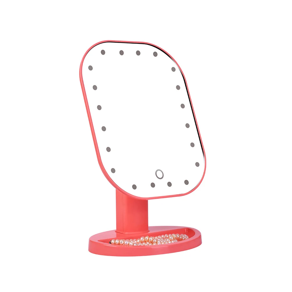 

Professional Women Makeup Mirror ABS 20 Leds Light Square Cosmetic Ladies Desk Stand Make Up Mirrors HS11