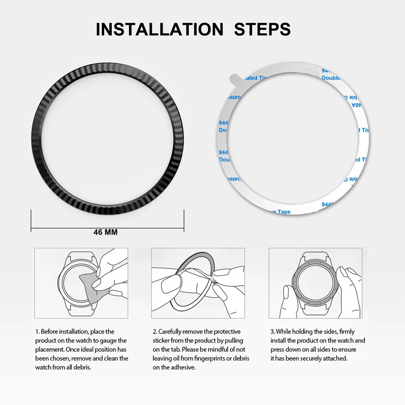 Ободок кольцо клейкая крышка против царапин нержавеющая сталь для samsung Galaxy Watch 46 мм/gear S3 NK-Shopping