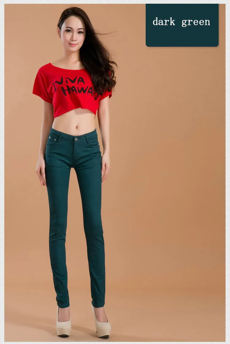 Бесплатная доставка 2018 сезон весна-лето разноцветный ярких цветов узкие брюки джинсы женские обтягивающие штаны 22