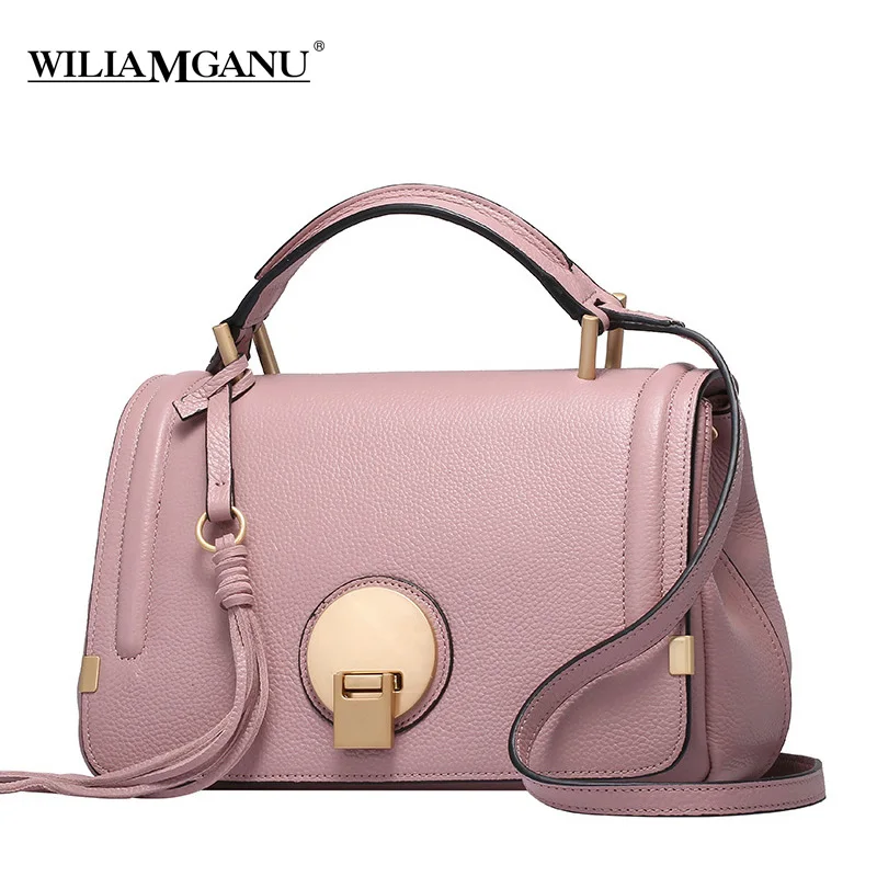 

WILIAMGANU 100% Genuine Leather Women's Shoulder Bag Ladies Shopping Handbags Female Messenger White Black blue Bag