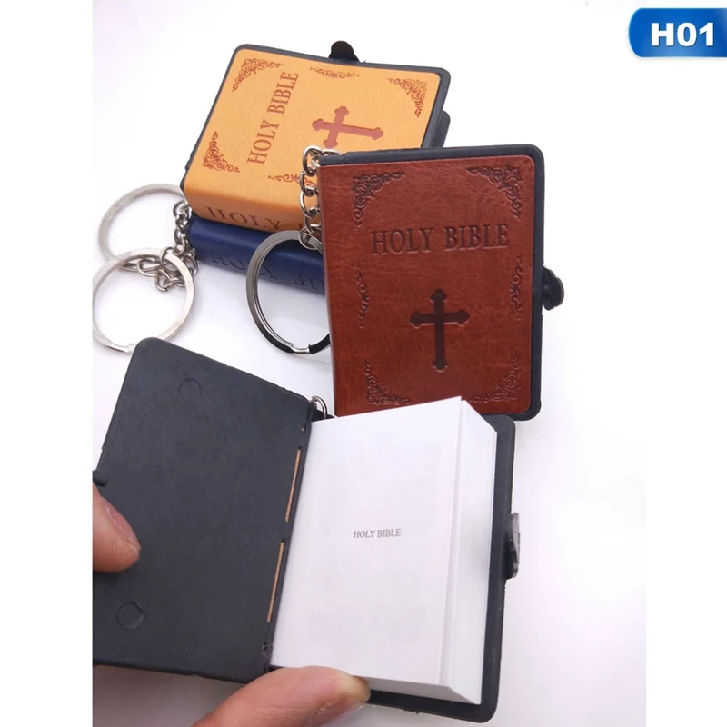 Милые мини испанские английские кожаные священные библейские Брелоки для ключей религиозный христианский крест Иисуса кольцо для ключей ювелирные изделия для мамы папы случайный цвет