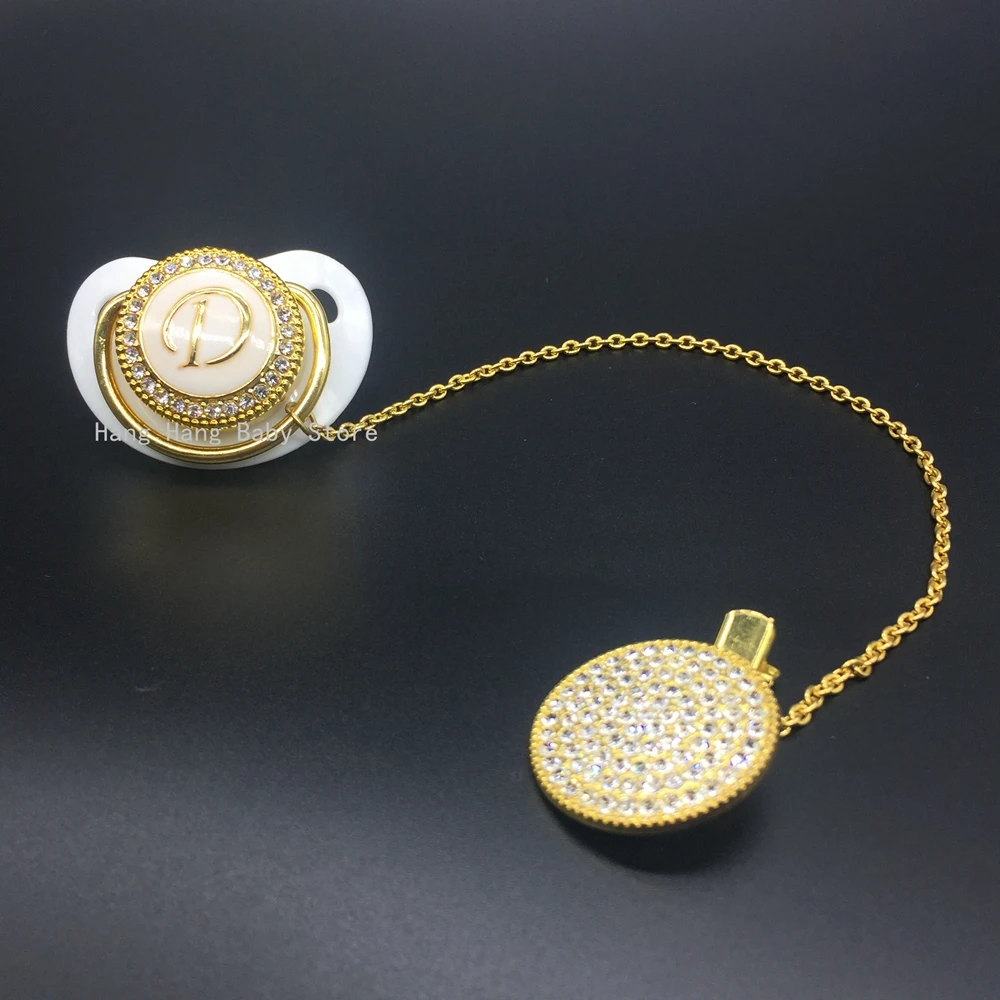 

Elegant Letter D Bling Pacifier Dummy Pacifier Clip Wholesale Accepted
