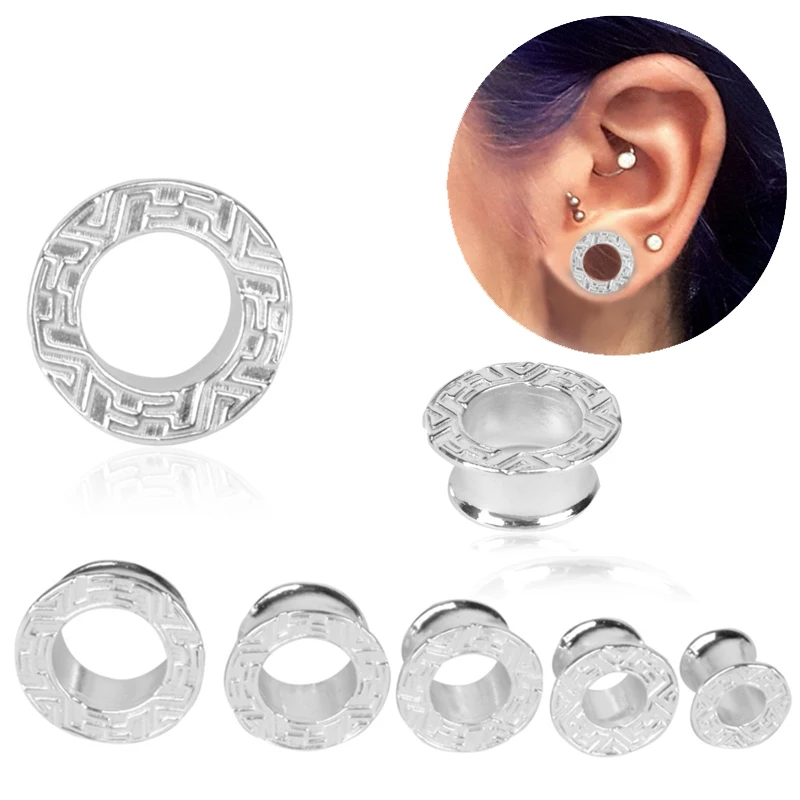 Pair of Punk Steel Press Tapers Ear plug gauges stainless steel screw