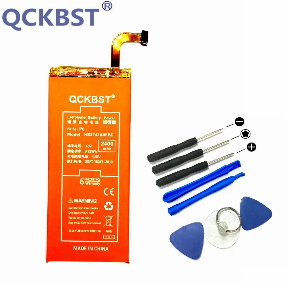 Аккумулятор QCKBST HB3742A0EBC 2400 мАч для Huawei Ascend P6 U06 p6 c00 T00/ G6 G620 G621 G620s G630 Bateria|battery for