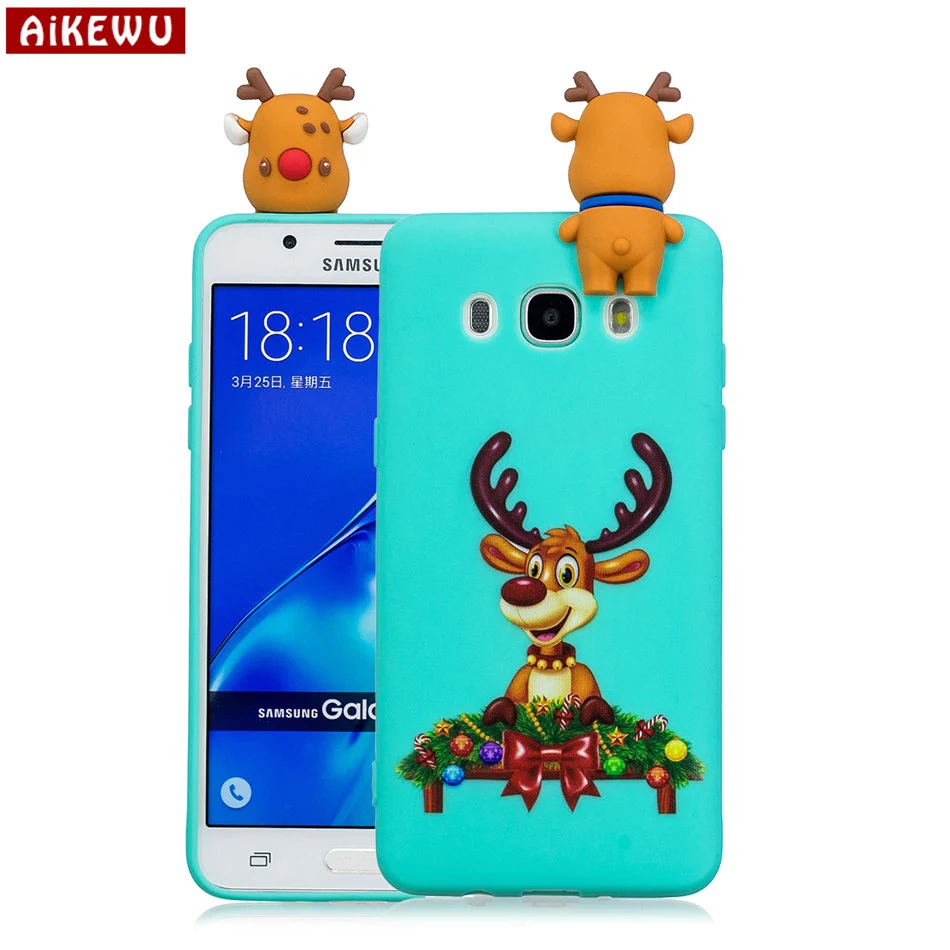 

Aikewu For Samsung Galaxy J3 J5 J7 2016 Case J310F J510F J710F Cartoon Christmas Deer &Snowman Soft TPU Phone Back Cover Case