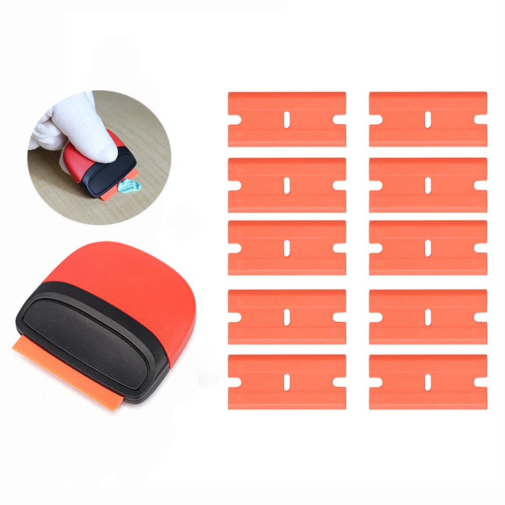 

FOSHIO Vinyl Car Wrap Window Tint Glue Film Sticker Remover Razor Scraper+10pcs Razor Blade Ceramic Glass Oven Clean Squeegee