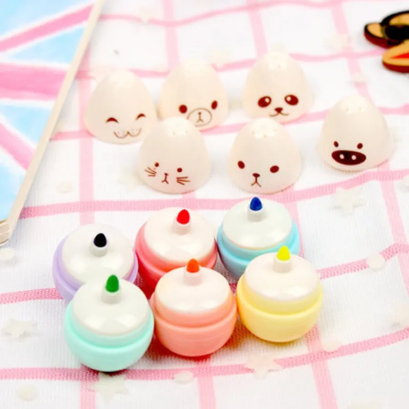 

6 pcs/lot Creative Egg Highlighter Cartoon 6 colors Animal Drawing Painting Art Marker Pen School writing supplies