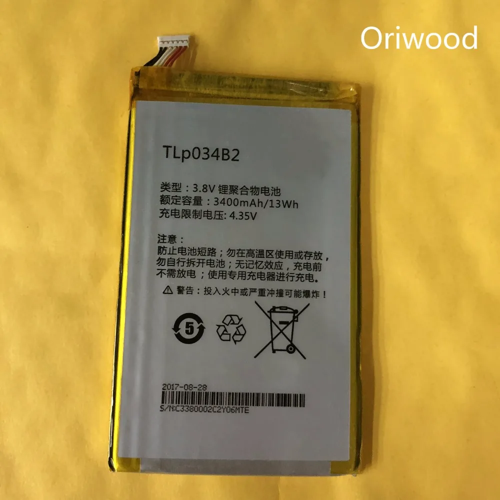 OriWood 100% Высокое качество TLp034B2 3400 мА/ч Батарея для Alcatel One Touch с использованием