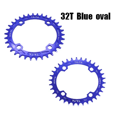 MTB кольцо цепи велосипеда 104 BCD 32 T/34 T/36 T Rolls овальная узкая широкая велосипедная цепь колеса передняя звезда для велосипедных частей Кривошип Корона - Цвет: 32T Blue  Oval