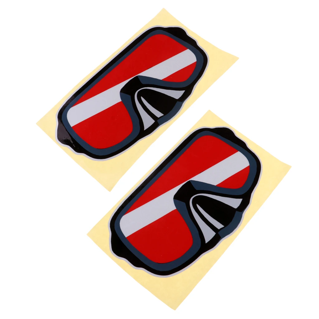 Perfeclan Reflective Scuba Diving Diver Down Flag Kayak Sticker Vinyl Decal Red Waterproof Skeleton Fish Kayak Accessories 2Pcs