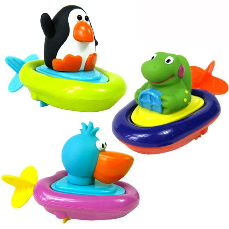 3 шт. детские игрушки для ванной Pull And Go Boat Bath заводная игрушка Детские мальчики девочки плавательный бассейн Ванна Пингвин крокодил игрушки