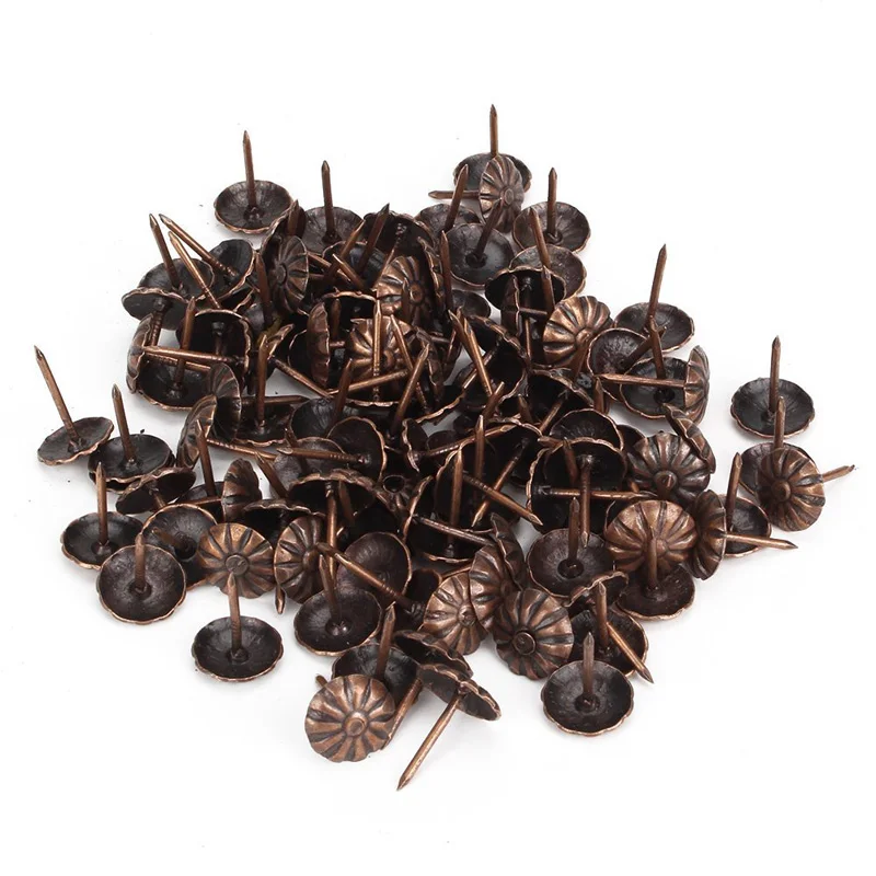 100 Pcs/Set Furniture Stud Antique Brass Upholstery Nails Furniture Tacks Pushpins Bags Sofa Chair Hardware Decoration Supplies 100 Pcs/Set Furniture Stud Antique Brass Upholstery Nails Furniture Tacks Pushpins Bags Sofa Chair Hardware Decoration Supplies
