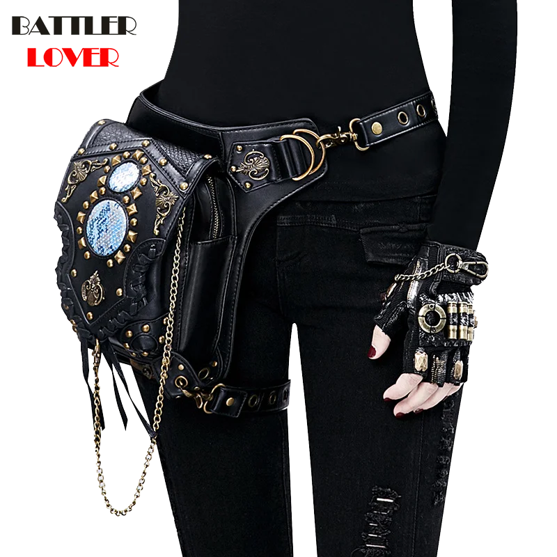 Lady Pockets Waistbag Messenger Bag Unisex Punk Mujer Femme Women Hiking Waist Bag Men