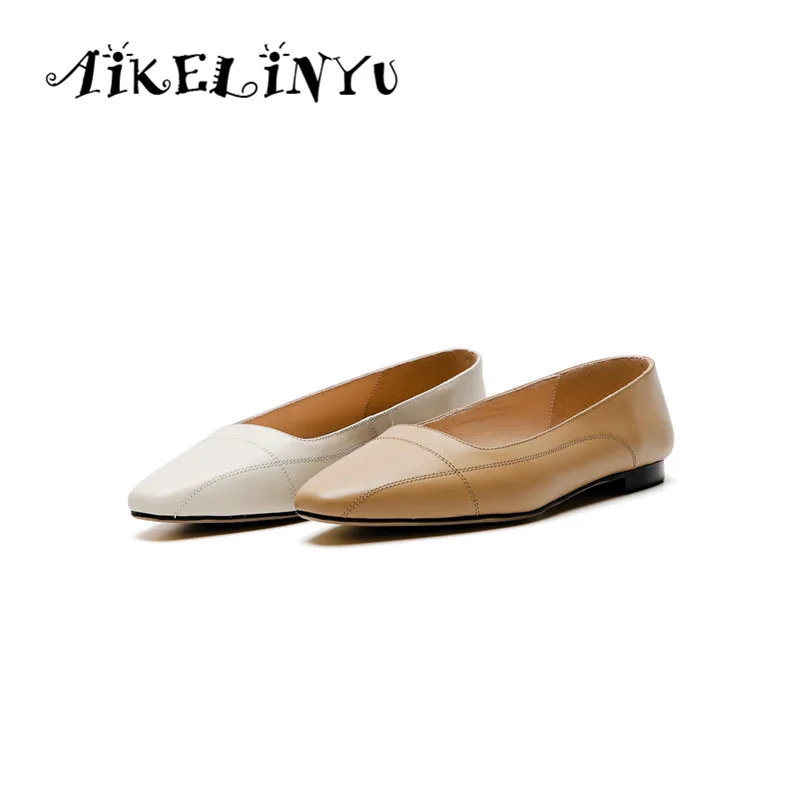 Aikelinyu/удобные лоферы на плоской подошве из натуральной кожи; модная однотонная Мягкая Повседневная обувь без застежки; удобная обувь на плоской подошве ручной работы