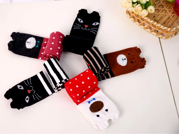 Новинка года, зимние детские носки без пятки в Корейском стиле с изображением котенка, Детские Носки с рисунком из мультфильма