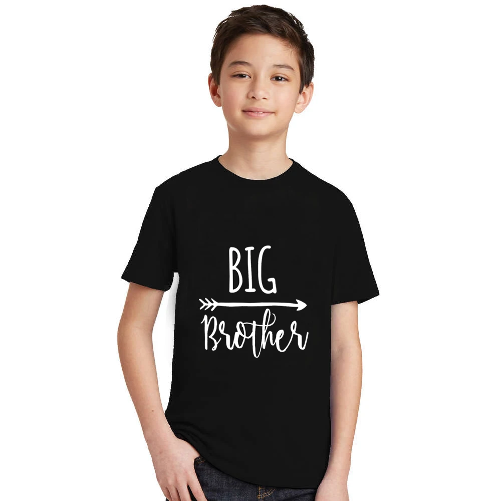 

New Big Bro Brothers Summer Short Sleeve Fashion Print Children's Boys Girls Black Clothes Funny Round Neck Cotton T-Shirt 2-9Y
