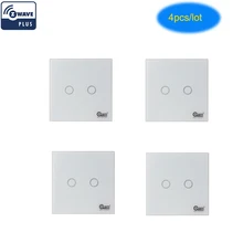 COOLCAM 4pcs/lot Z-wave Plus Wall Light Switch 2CH Gang Home Automation Z Wave Wireless Smart Remote Control Light Switch