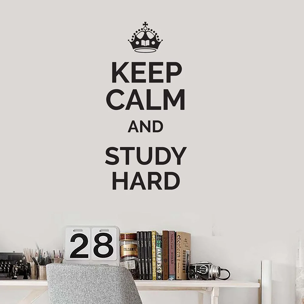 Us 8 99 Keep Calm Study Hard Quote Vinyl Wall Decal Home Decor School Classroom Art Mural Wall Stickers Gift In Wall Stickers From Home Garden On