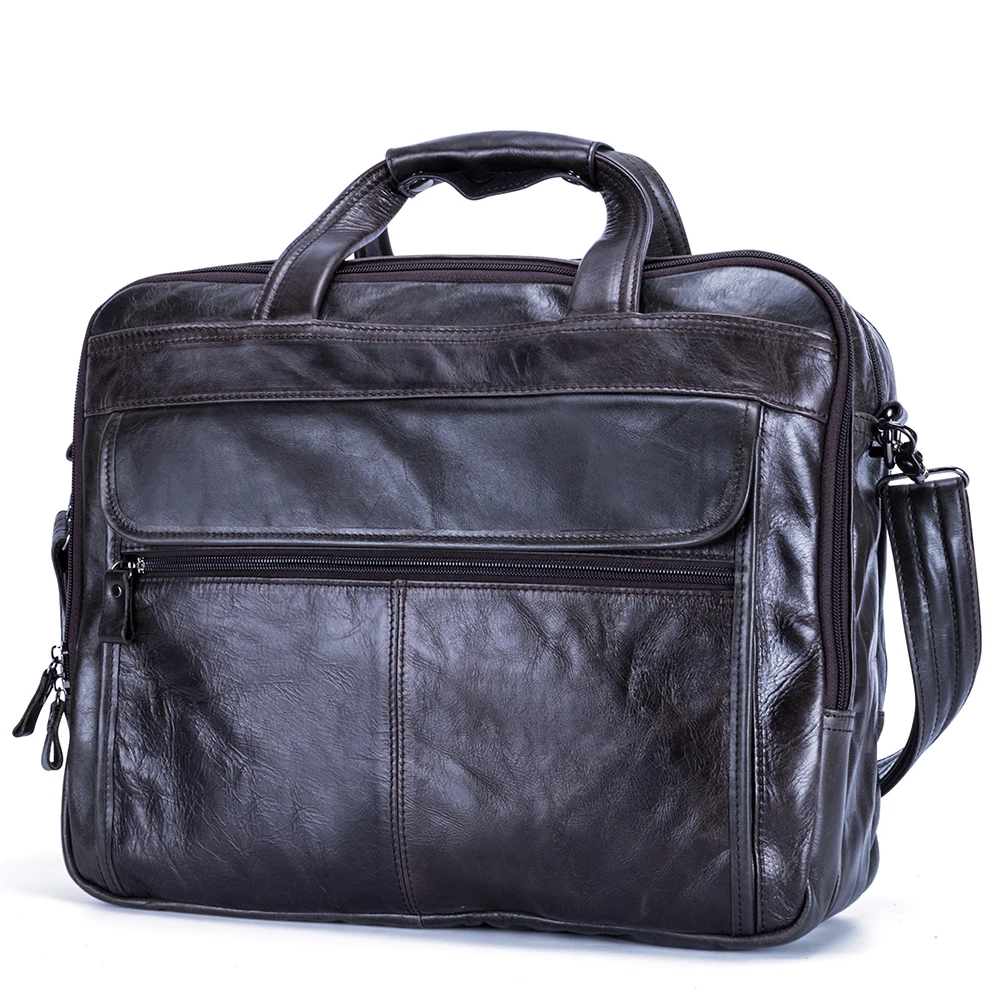TRASSORY мужской портфель из натуральной кожи Бизнес Ретро Handbag15.7 дюймов кожаный ноутбук сумка мужская сумка