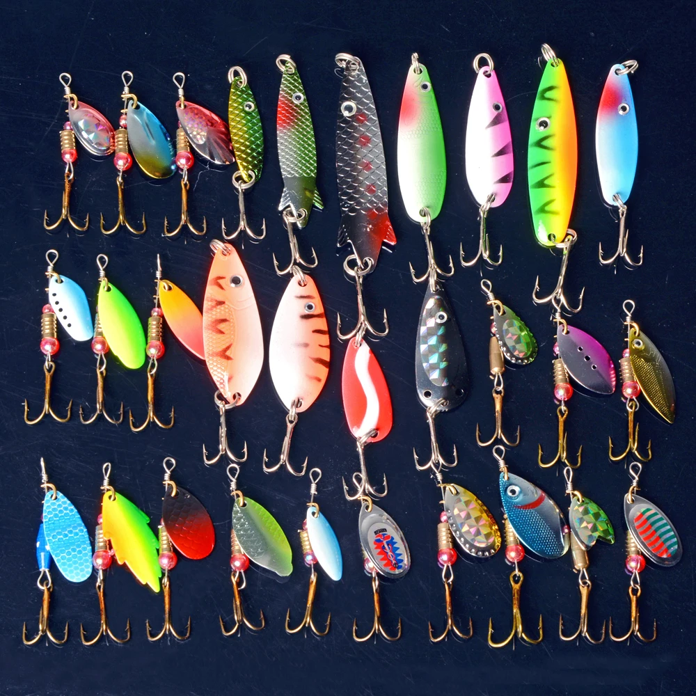 Free shipping 30pieces=1SET spoon fishing bait lure kit sets 4 7 swim