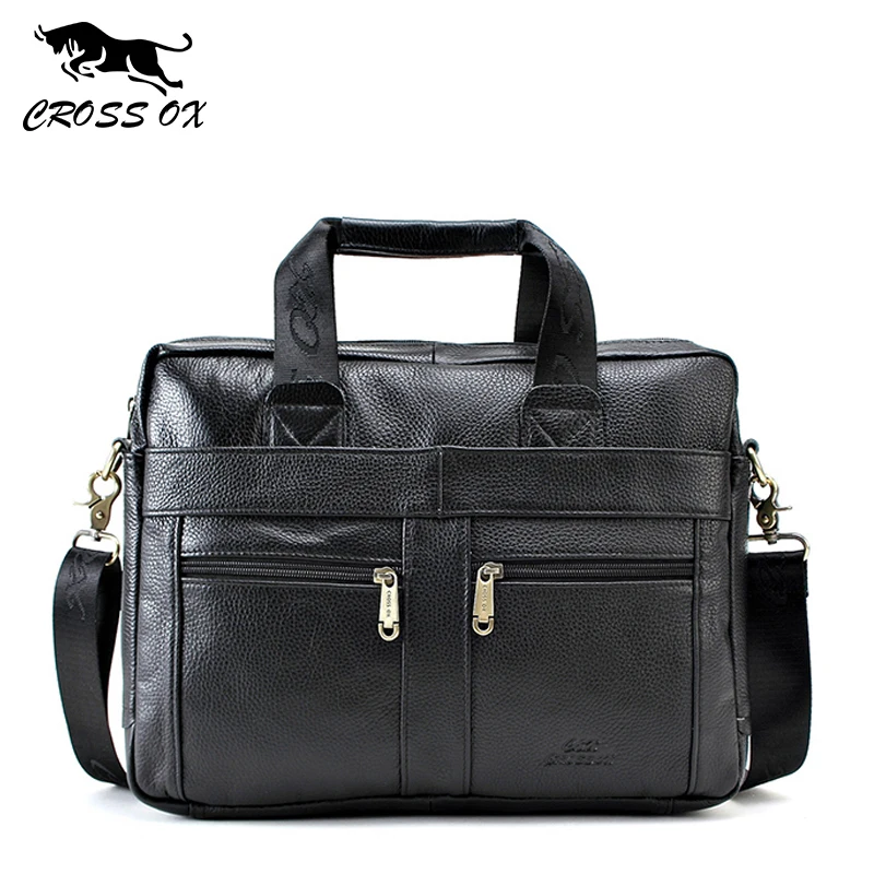 CROSS OX Genuine Leather Men Briefcase Man Bags Business Laptop Tote Bag Men's Crossbody Shoulder Bag Men's Travel Bags HB373M