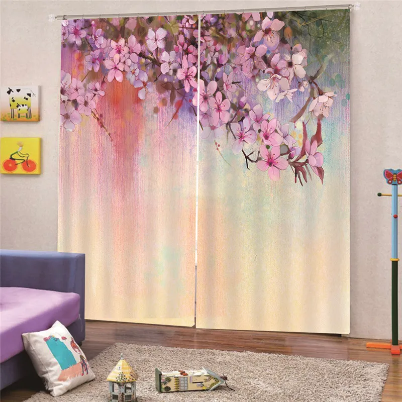 3D Digital Print Flower Modern Blackout Curtains For Living Room Bedroom Window Kitchen Cloth Finished Drapes Apr2