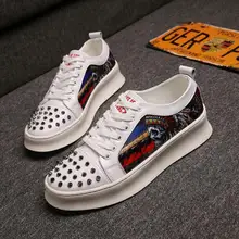 2019 Men New Arrival Rivet Sheet Metal Casual Platform Shoes Red White British Style Sneakers Flat Dress Party Rivet Zapatillas 2019 Men New Arrival Rivet Sheet Metal Casual Platform Shoes Red White British Style Sneakers Flat Dress Party Rivet Zapatillas