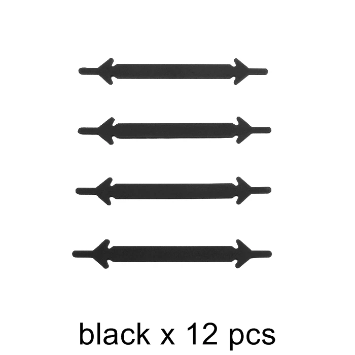 Новинка 12 шт./лот многофункциональные аккуратные модные и водонепроницаемые эластичные силиконовые плоские шнурки для кроссовок K052 - Цвет: shoelaces Black