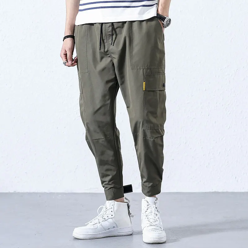 Новое поступление, летние мужские штаны в японском стиле с карманами, хлопковые повседневные свободные штаны - Цвет: Green