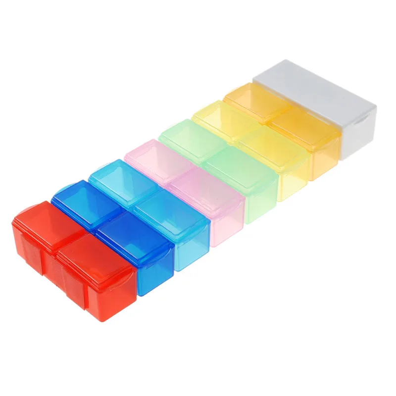 

Colorful Compartment Diet Pill Box Weekly Medicine Container Medicine Storage Organizer Case Splitters Storage Chip Screws Nuts