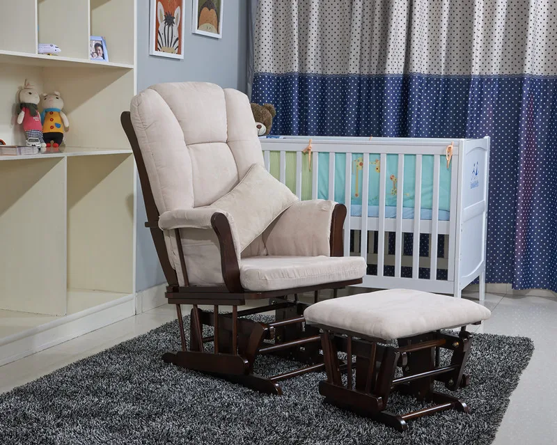 Beli Amerika Kayu Kursi Goyang Glider Rocker Dan Ottoman Set Furnitur Ruang Tamu Mewah Nyaman Geser Goyang Lengan Kursi