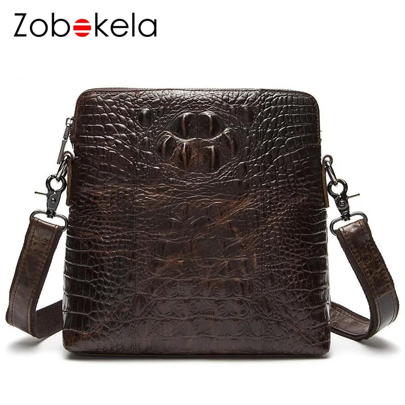 

Zobokela Crocodile pattern genuine leather bag men messenger bags Cowhide Briefcase Crossbody Shoulder Bag Men Business Bag