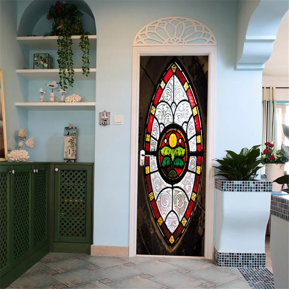3D виниловые цветные наклейки для стеклянных дверей для лифта лестницы декоративные спальни гостиной водонепроницаемые украшения дома аксессуары